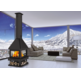 HUELVA CHIMENEA CENTRAL 4 CRISTALES CON LEÑERO Y DOBLE PUERTA 20KW BRONPI